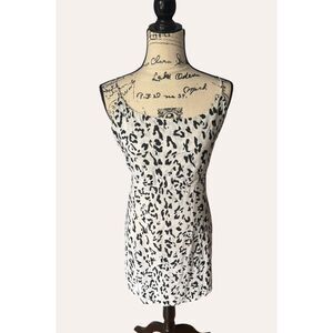 NWT Intimately Free People Animal Print Slip Mini Dress White Black Size Large L